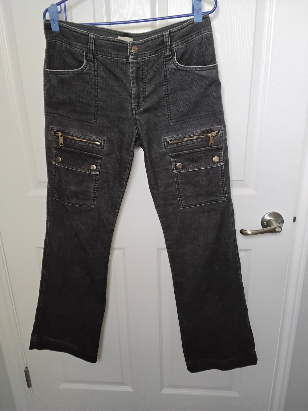 Vintage American Eagle Outfitters Womens Black Flare Cargo Jeans SIZE 10